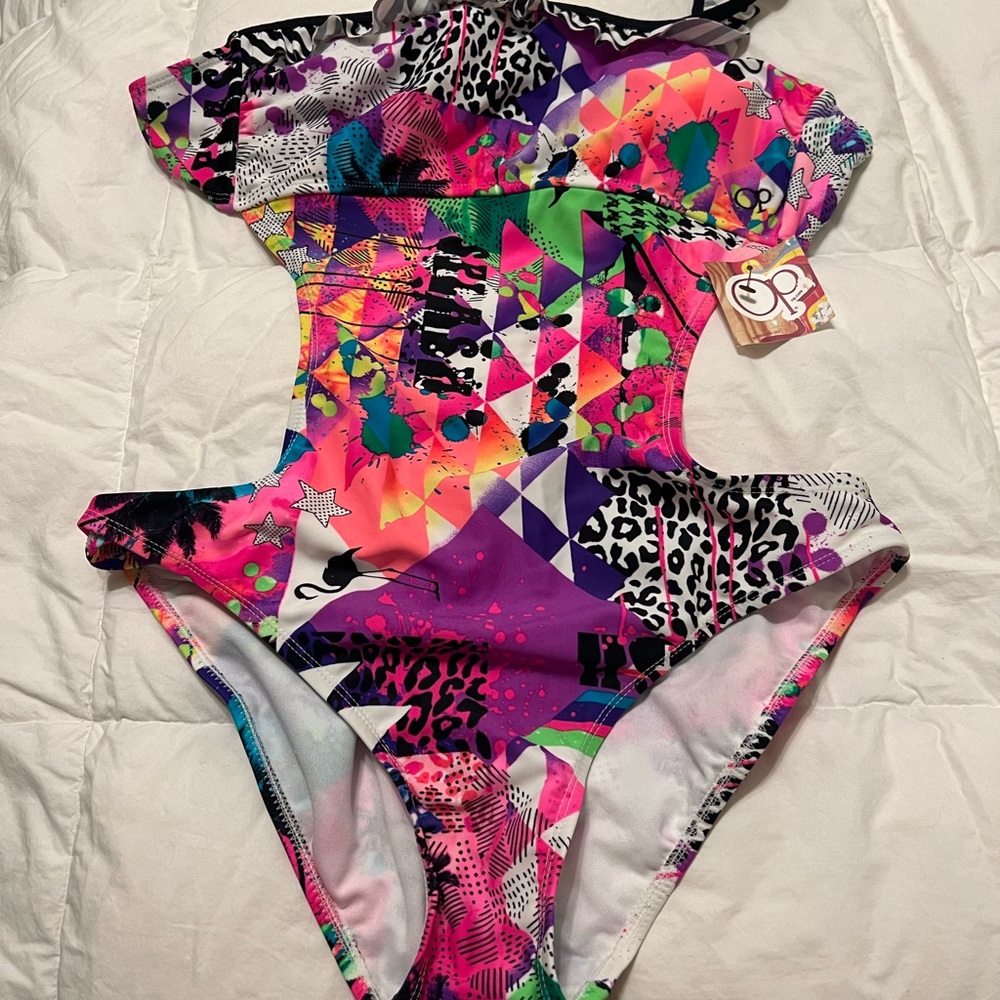 LG 11-13 One piece cut out bathing suit  One shoulder. NWT